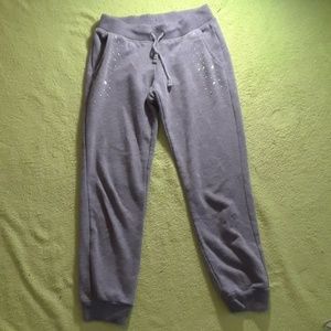 Cropped grey sweats for girls with glitter bling